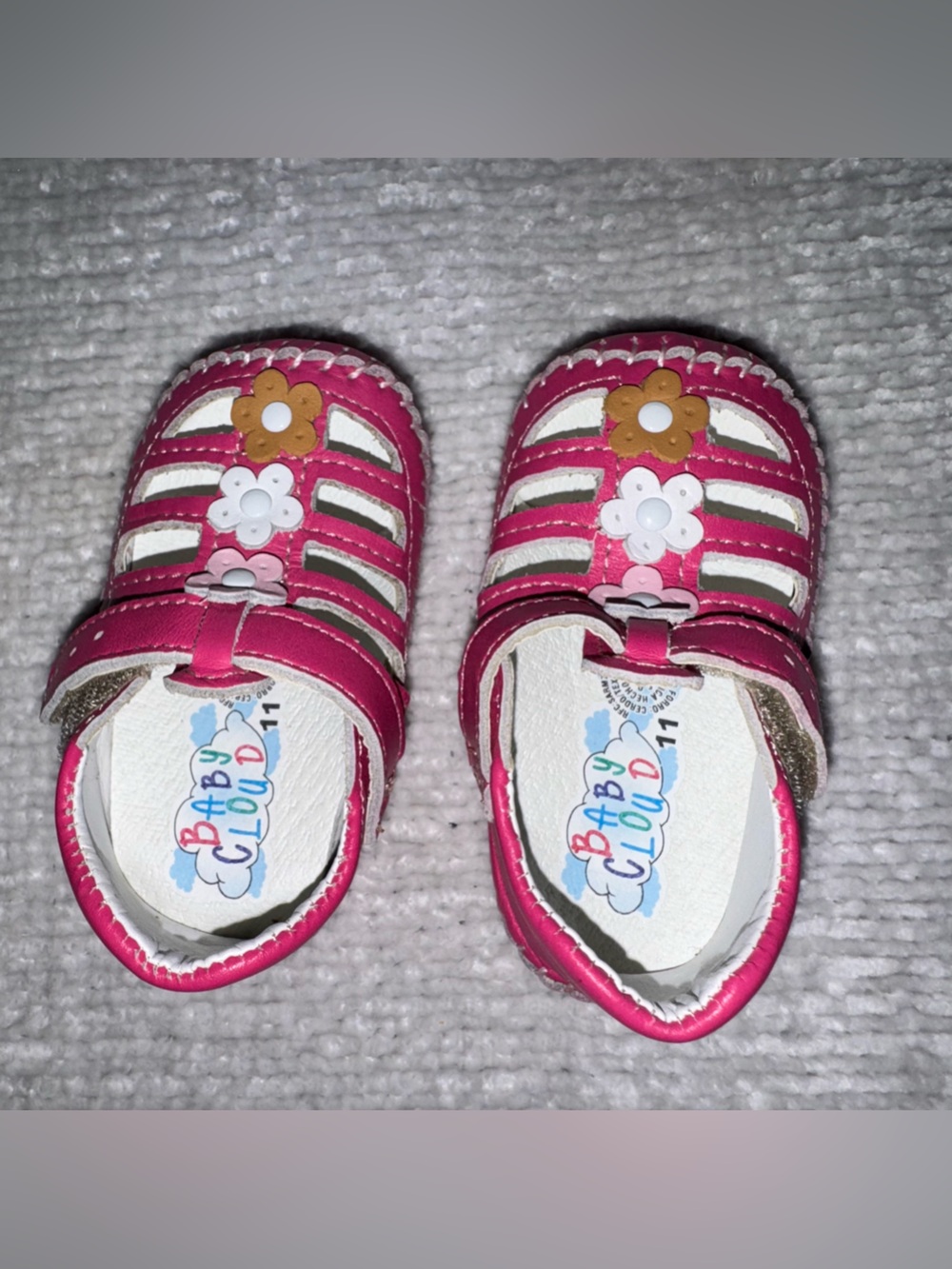 Baby Clouds Pink Floral Baby Sandals 11